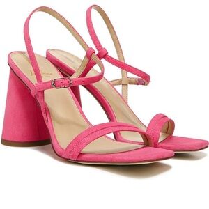 Sam Edelman Kit Slingback Dahlia Pink Suede Block Heel Sandal